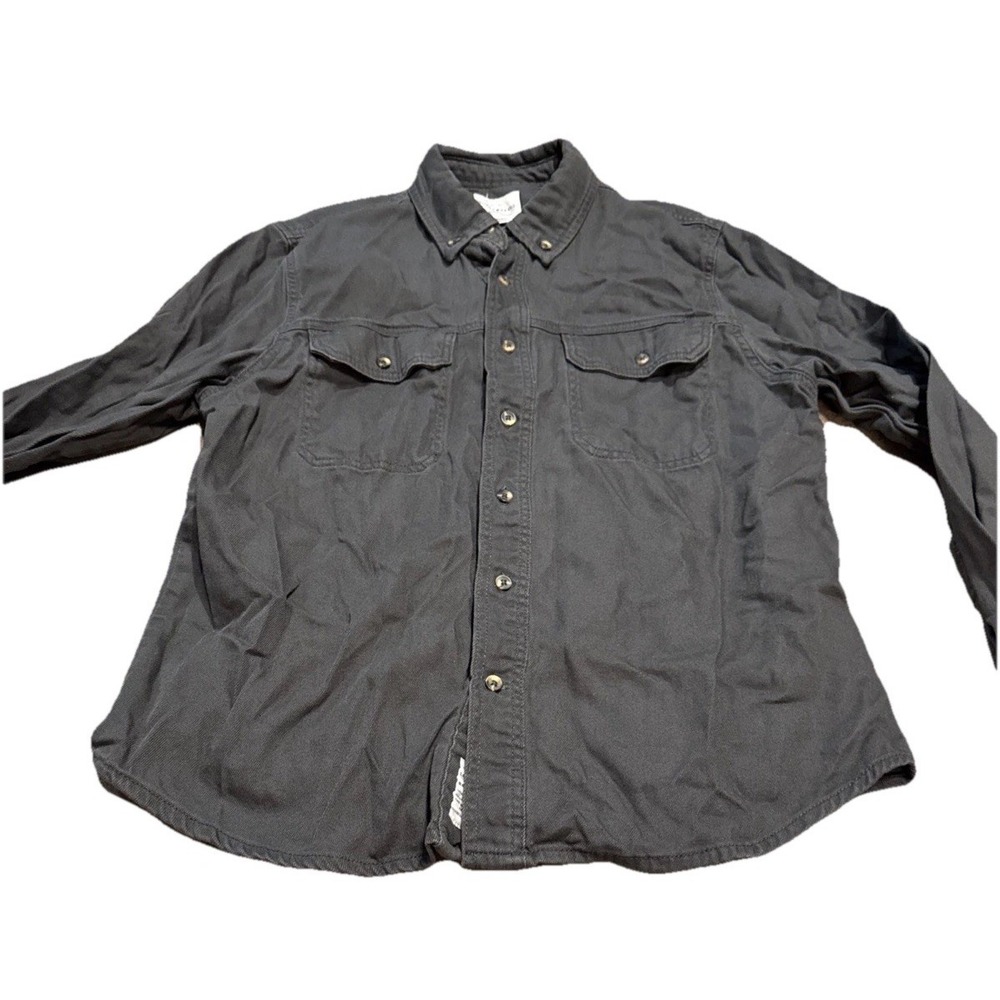Lucky Brand Mens Gray Long Sleeve Button Down Heavier Shirt Sz Large
